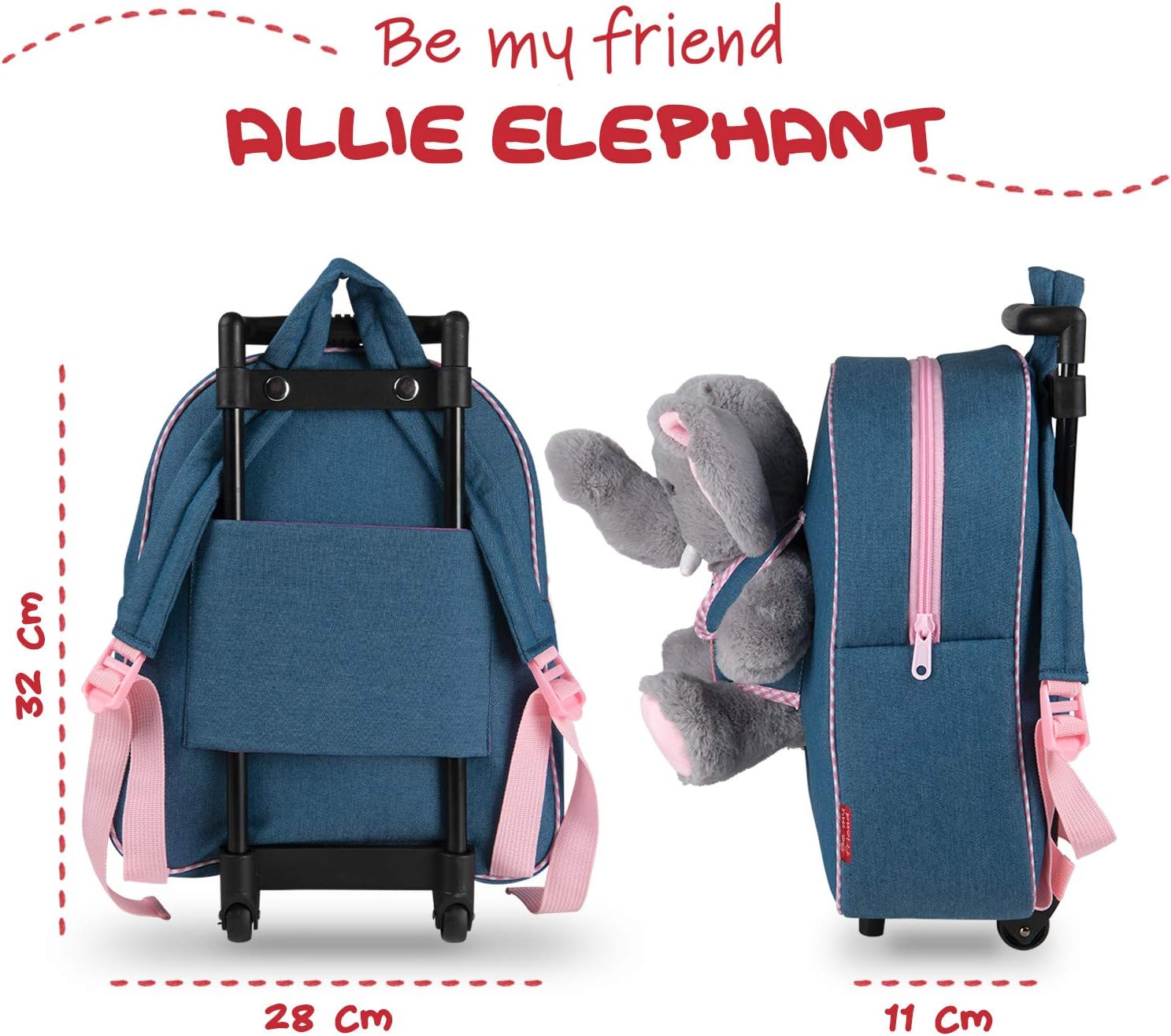 PERLETTI Carry On Backpack Plush Elephant Children 3 4 5 Years - Image 3