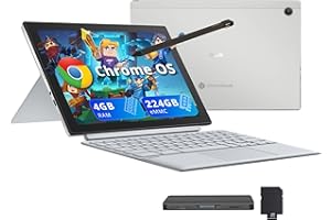 ASUS Chromebook Detachable CM3001 10.5" 2-in-1 WUXGA Touchscreen Laptop, MediaTek Kompanio 520, 4GB RAM, 224GB Storage(64GB eMMC+160GB Docking Station Set), Wi-Fi 6, Chrome OS, Silver