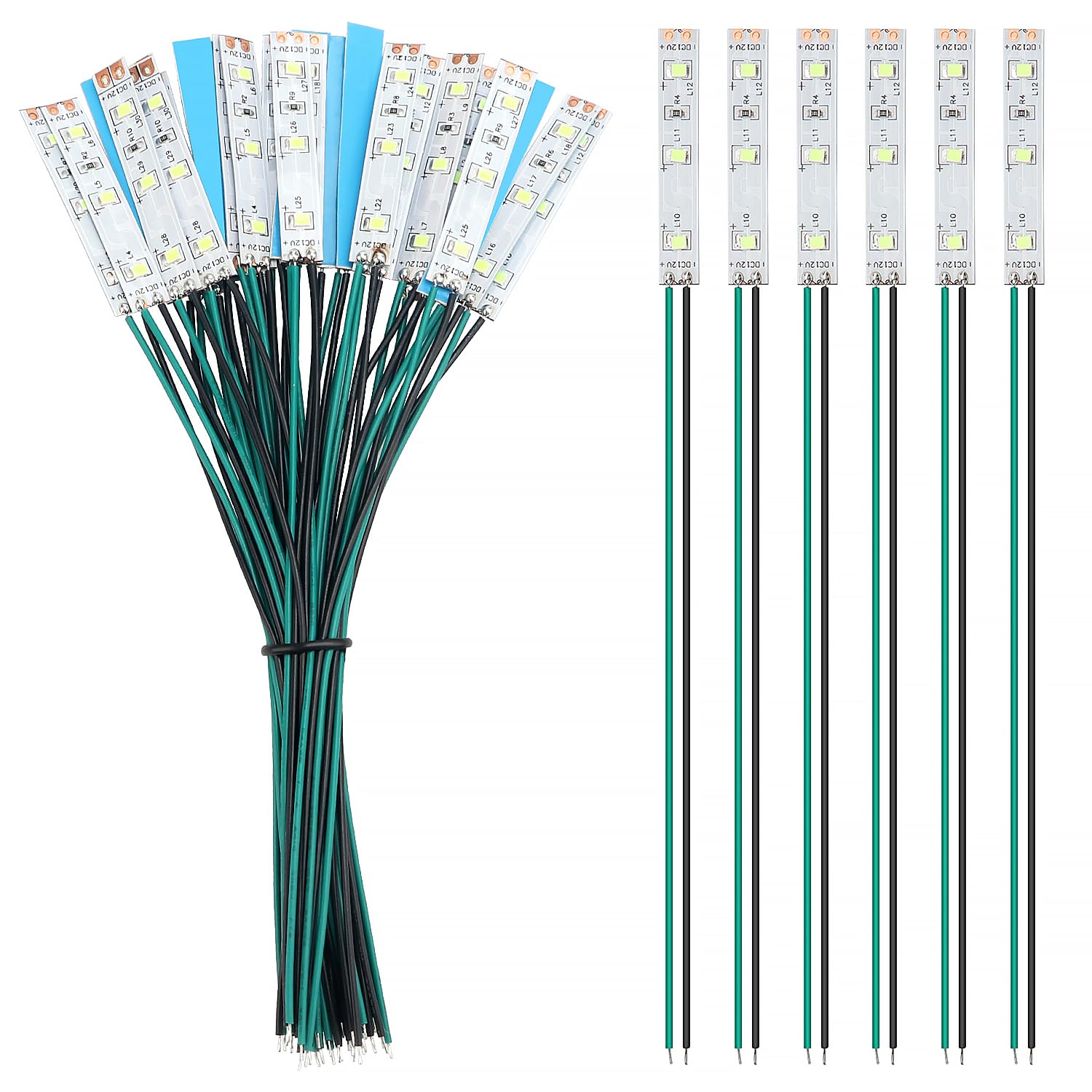YIXISI 25 PCS 50mm Prewired Strip LED, 12V - 18V LED Strip Light, 2335 SMD LED Light, Green