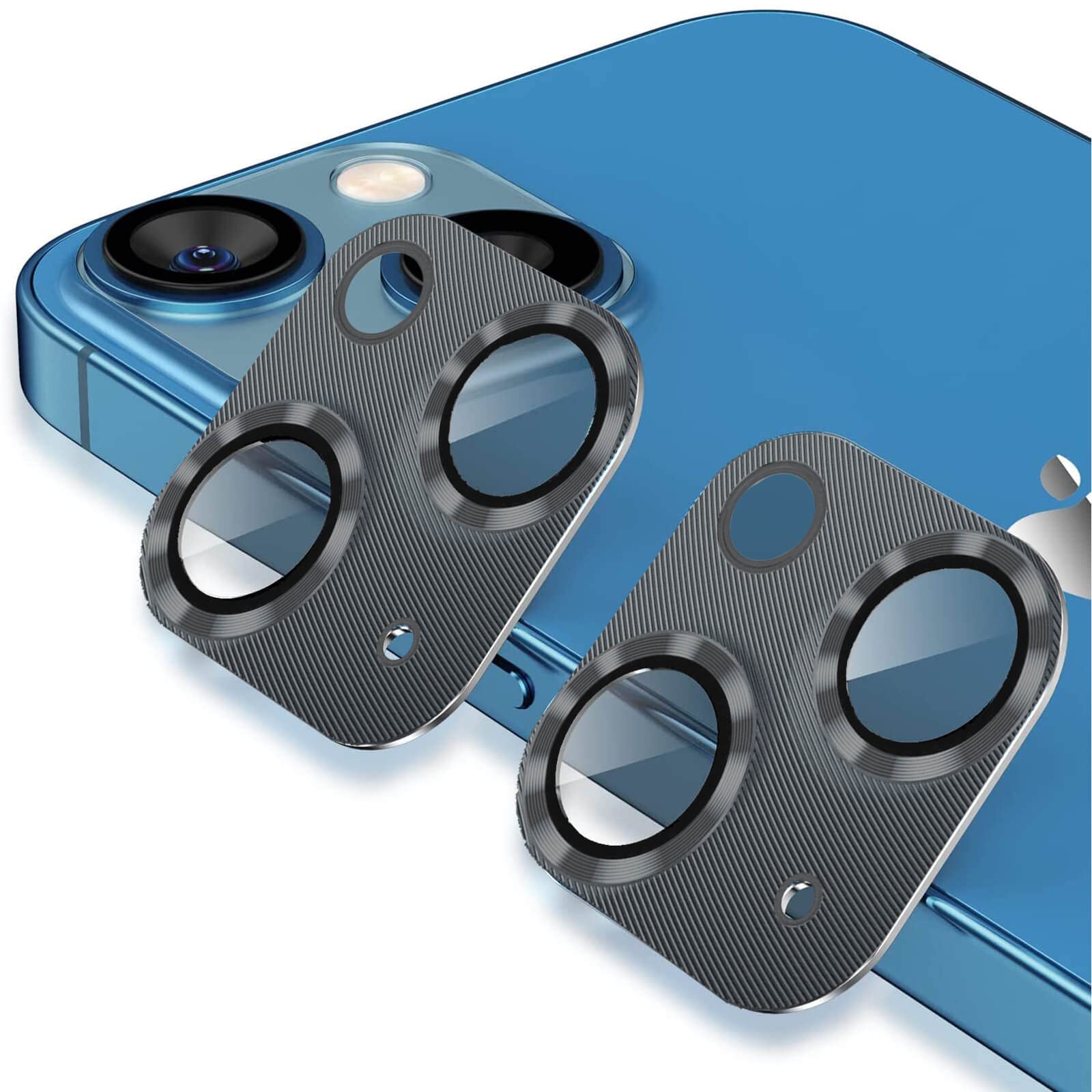 Leedia Pack of 2 Camera Lens Protector, Tempered Glass Clear Camera Protective Film Compatible with iPhone 13 6.1 Inch / 13 Mini 5.4 Inch with Metal Ring Designed for MagSafe Snap Adapter for Magnetic