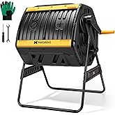 Maygrove Outdoor Compost Bin 53 Gallon, Dual Chamber Large Compost Tumbler for Garden Backyard, with 360&deg; Rotating, Sliding Doors &amp; Solid Steel Frame, Updated Instructions