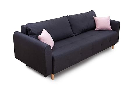 Scandinavia Bettfunktion und Bettkasten Schlafsofa, Stoff, Anthrazit, 86 x 219 x 93 cm
