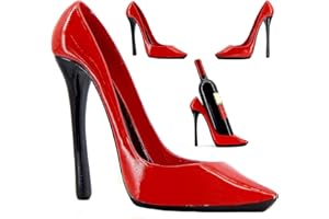 Bellaa 21381 Wine Bottle Holder Shoe Red Black High Heel Shaped Stiletto 8 Inch Tall