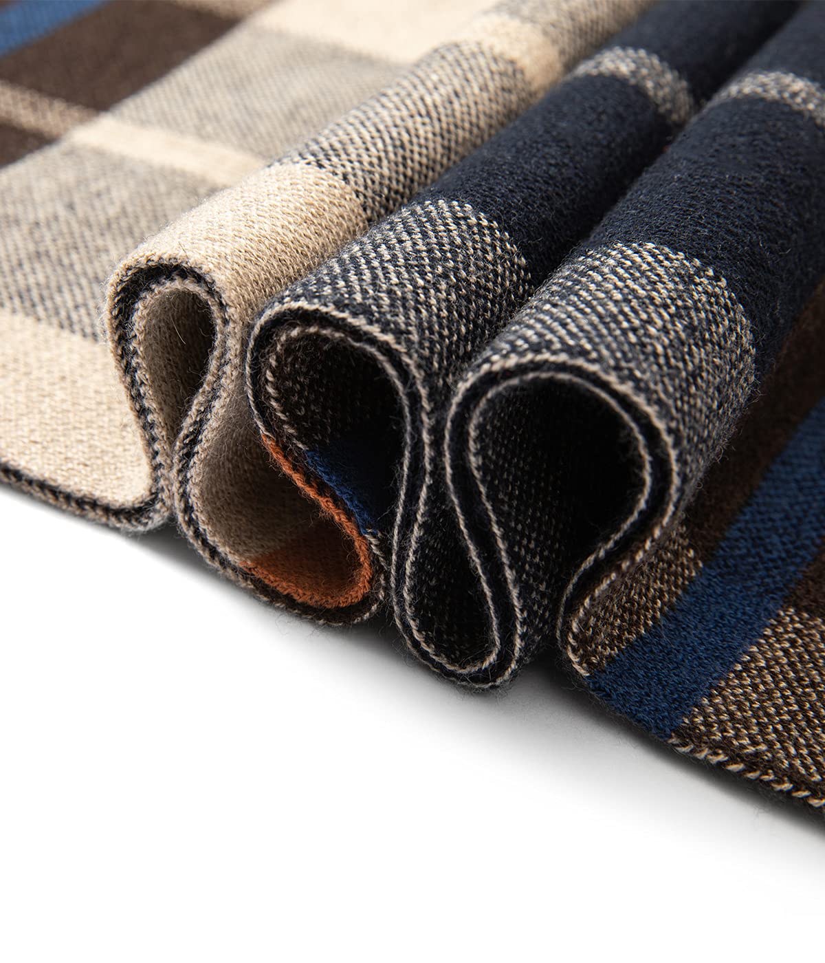 Villand Australian Merino Wool Tartan Knitted Scarf for Men, Plaid Winter Warm Thick Soft Neckwear with Gift Box