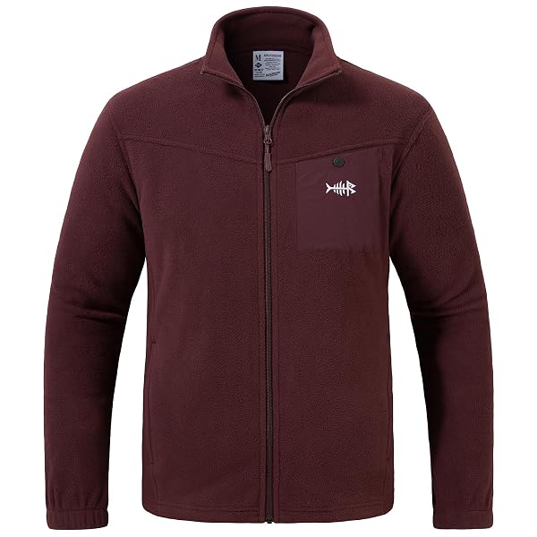 BASSDASH ALLDAY MEN’S FULL ZIP FLEECE JACKET SOFT SWEATSHIRT BREATHABLE MID-WEIGHT POLAR FLEECE WINTER COAT WITH POCKETS BURGUNDY