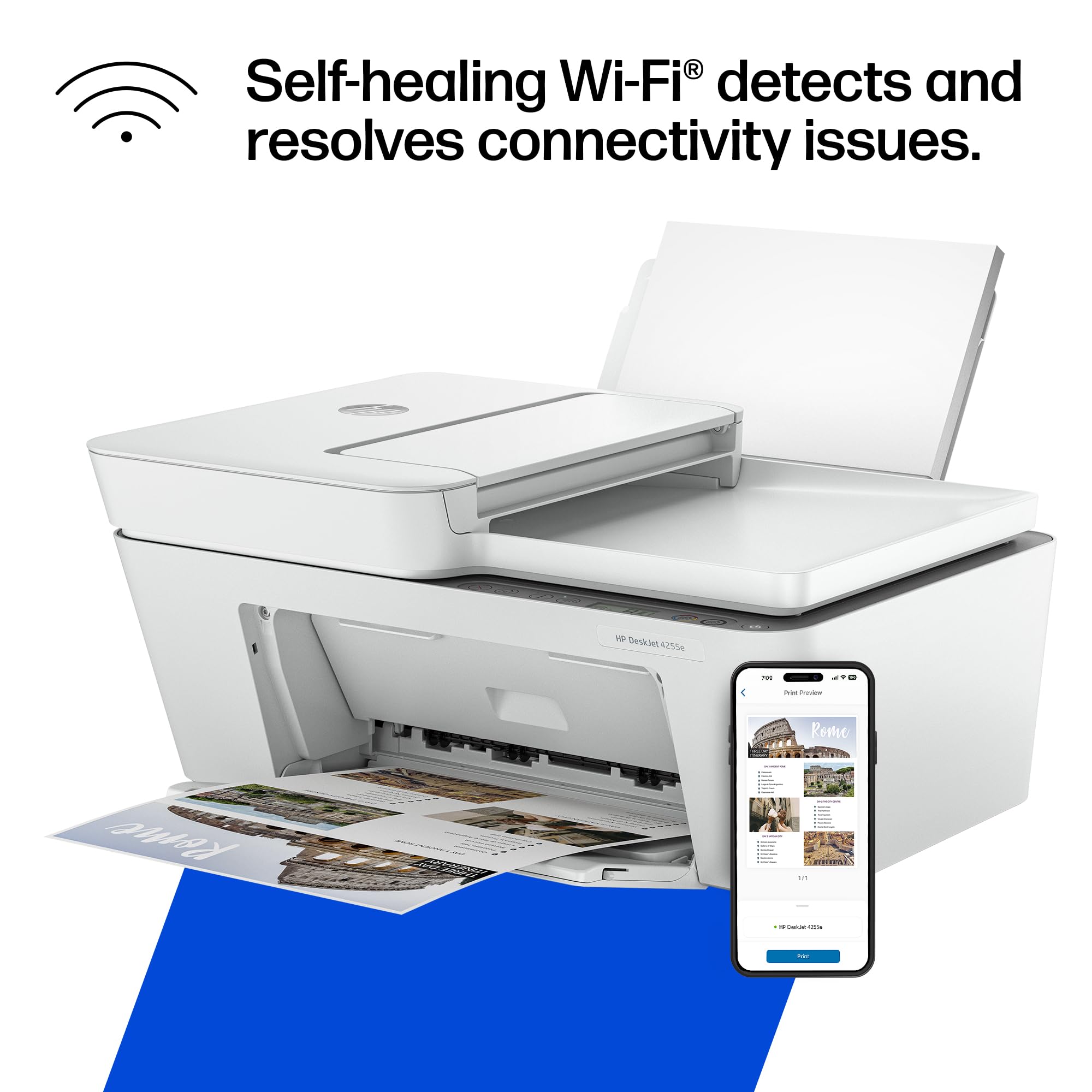 HP DeskJet 4255e Wireless All-in-One Color Inkjet Printer, Scanner, Copier, Best-for-Home, 3 Month Instant Ink Trial Included, AI-Enabled (588S6A)