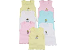 ToBeInStyle Girl's 4 Pack Ruffle Hem Cotton Tank Tops