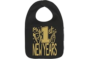 Aiden's Corner Cute Handmade Holiday Baby 1st New Year Bibs - Infant Boy Girl Gold Flake My First New Years Bib