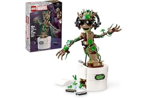 LEGO Marvel Dancing Groot, Guardians of The Galaxy Toy, Buildable Birthday Gift, Marvel Toy, Super Hero Hand-Operated Interactive Playset, Marvel Gift for Kids, Animated Groot Figure, 76297