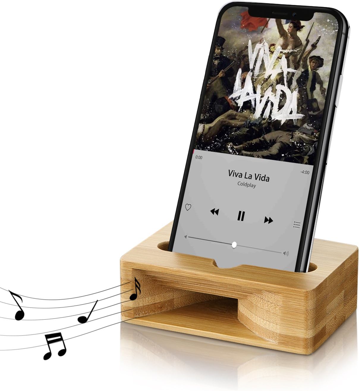 Yome Cell Phone Stand with Sound Amplifier, Phone Stand Holder Bamboo Wood Phone Dock, Natural Wooden Stands for iOS and Android Smartphones Within 5.5 Inches?