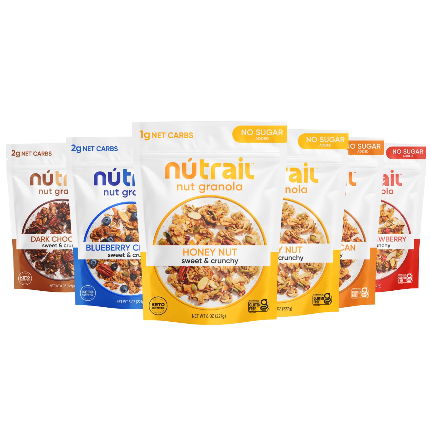 NuTrail Nut Granola, Variety Pack, No Sugar Added, Gluten Free, Grain Free, Keto, Low Carb, Healthy Breakfast Cereal 8 oz. 6 Count Image
