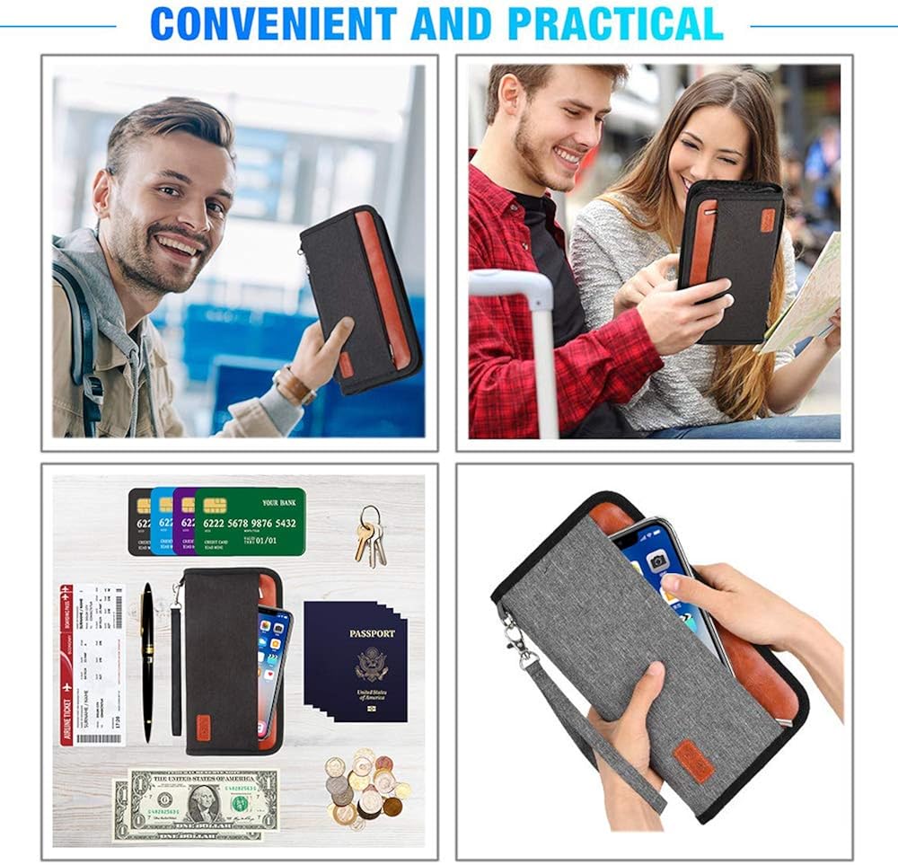  | Family Passport Holder RFID Blocking Document Organizer Bag, Travel Wallet Ticket Holder | Passport Wallets