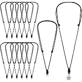 Matwsec 12PCS Black Necklace Cord Adjustable Necklace String Waxed Black Necklaces Cord with Metal Rings for Pendants Men