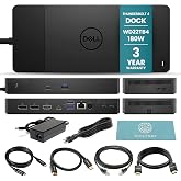 Dell WD22TB4 Thunderbolt 4 Dock 180W - 40Gbps, 3-Year Warranty, USB-C Dell Docking Station with 180W Adapter + Techtray Cables &amp; Cloth - Supports Dual/Triple Monitor &amp; 4K Displays (New)