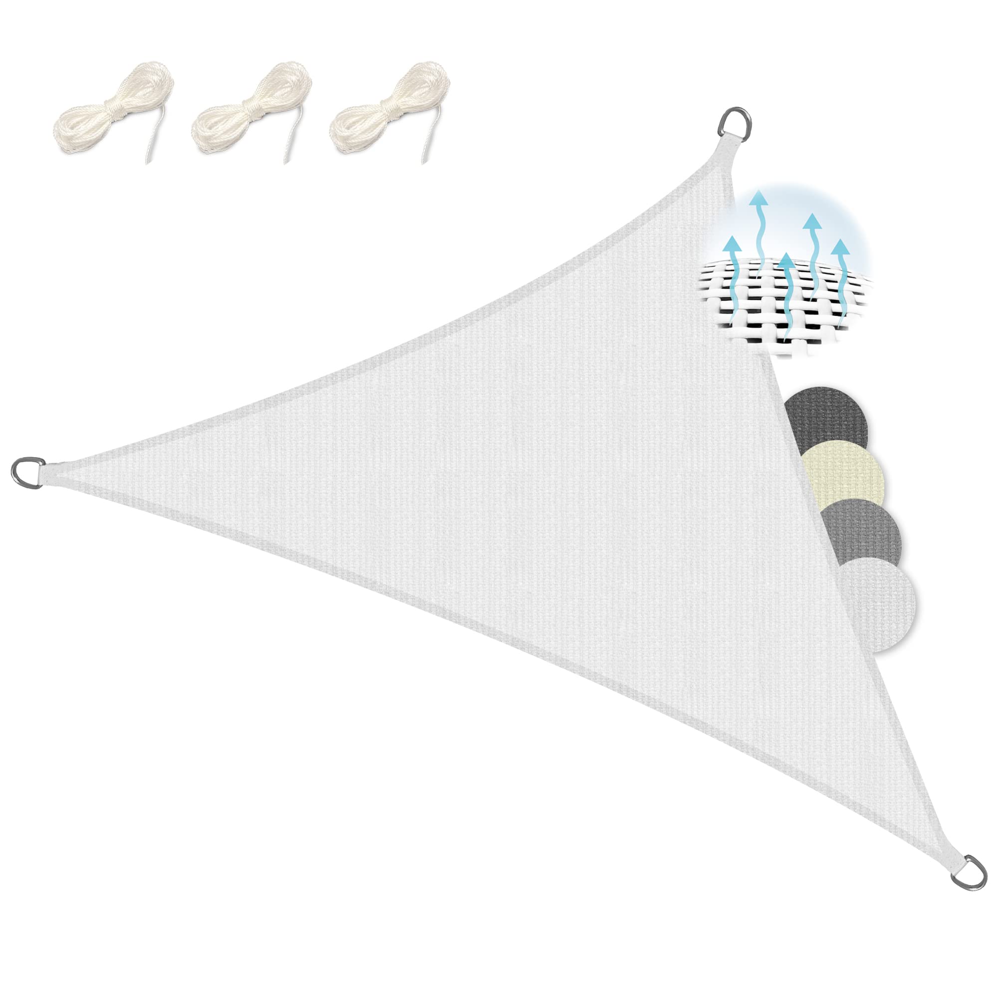 Sol Royal SolVision HS9 – Triangle Sun Shade Sail 6x4,2x4,2 m HDPE Breathable & UV-light resistant Sun Protection for Terrace, Balcony, Pool & Garden – Sun Sail 600x420x420 cm Shade Fabric White