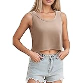 ONFERS Womens Crop Tops Summer Loose Cropped Tank Top Casual Sleeveless Basic Tuinc Shirts