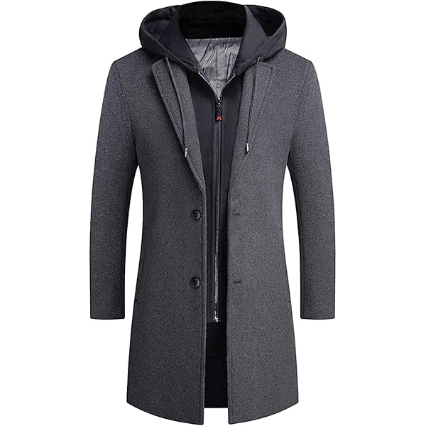 CREATMO US Overcoat Men's Wool Coat Jacket Business Casual