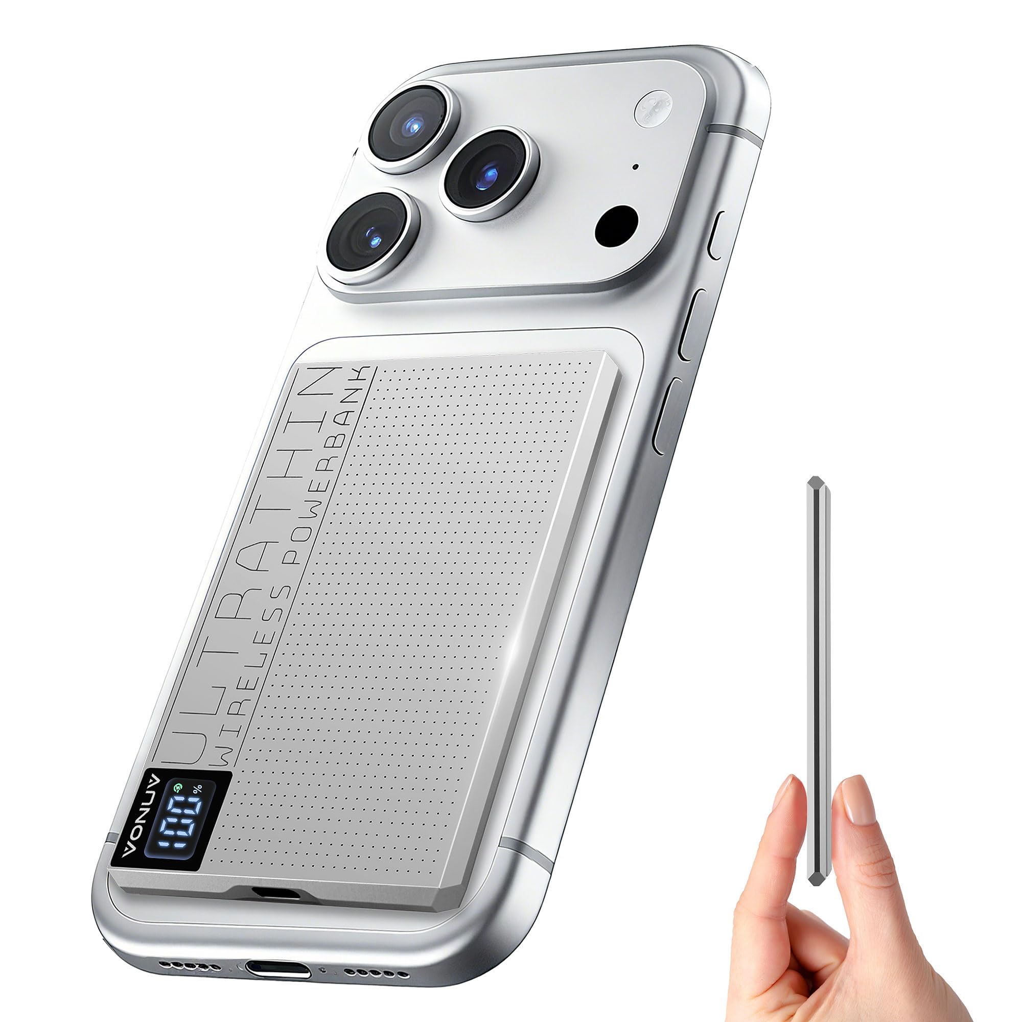 Magnetic Portable Charger 5000mAh with 15W Wireless & 20W PD Fast Charging,Ultra-Slim Travel-Ready Design,LED Display & Premium Metal Shell,Compatible with iPhone 16/15/14/13 Pro/Pro Max/Plus