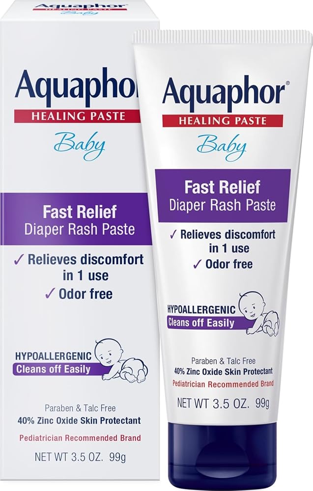 Aquaphor Baby Diaper Rash Paste with Zinc Oxide, Talc Free, 3.5 OZ | Zinc Oxide Baby Diaper Rash Paste Provides Immediate Rel