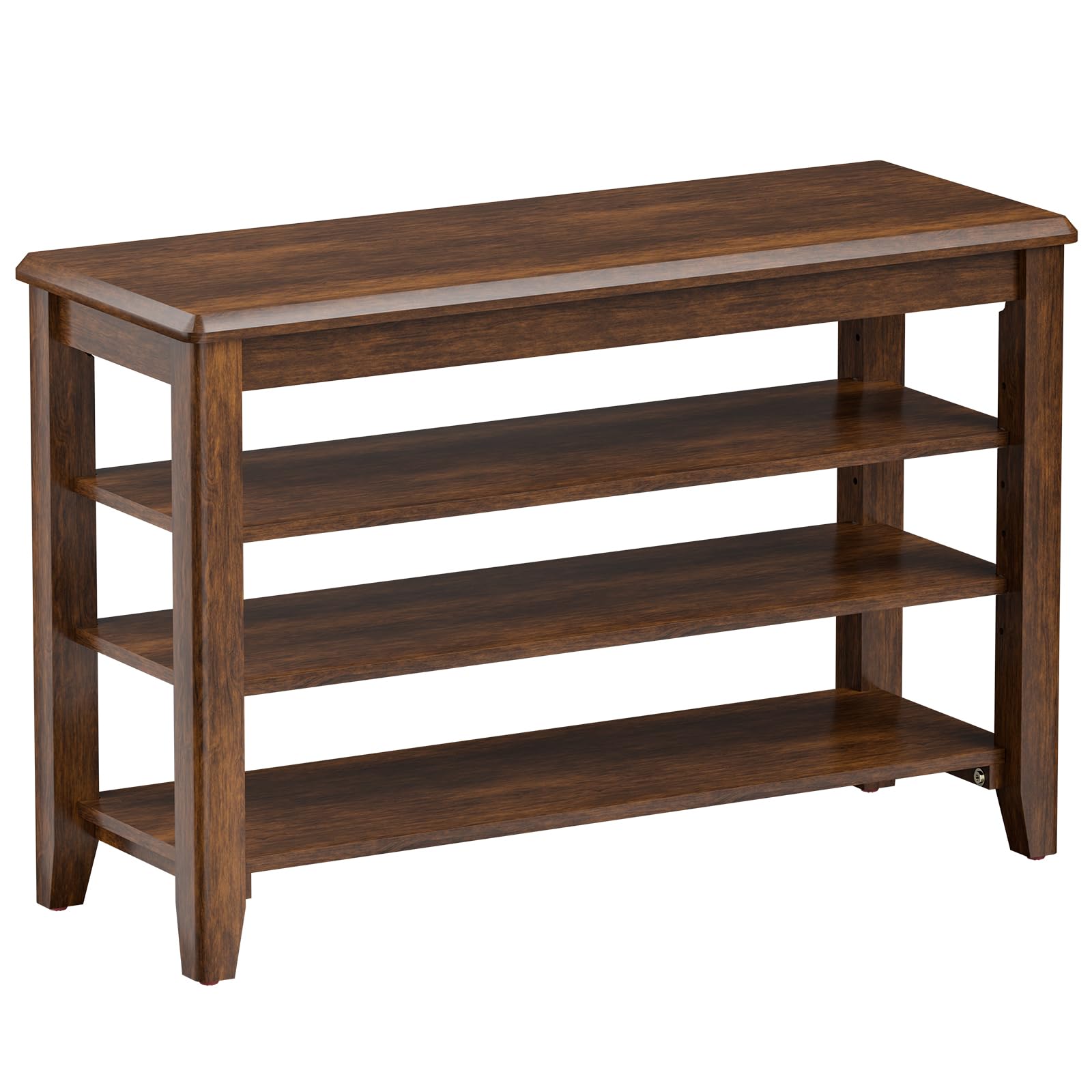 Photo 1 of Taitiy Shoe Bench Storage Rubberwood, Entryway Bench with 3-Tiers Height Adjustable, Shoe Rack Front Door Entrance Organizer for Hallway Living Room, Mudrooms, Walnut,31.5"