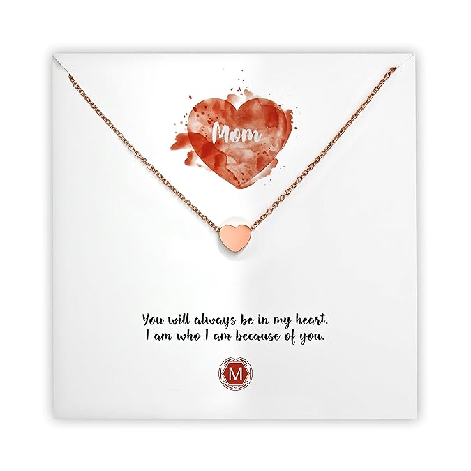 MURANDUM Geschenk für Mama | MOM Damenhalskette mit Herzanhänger | Edelstahlkette in Gold, Silber und Roségold (Kettenlänge 4