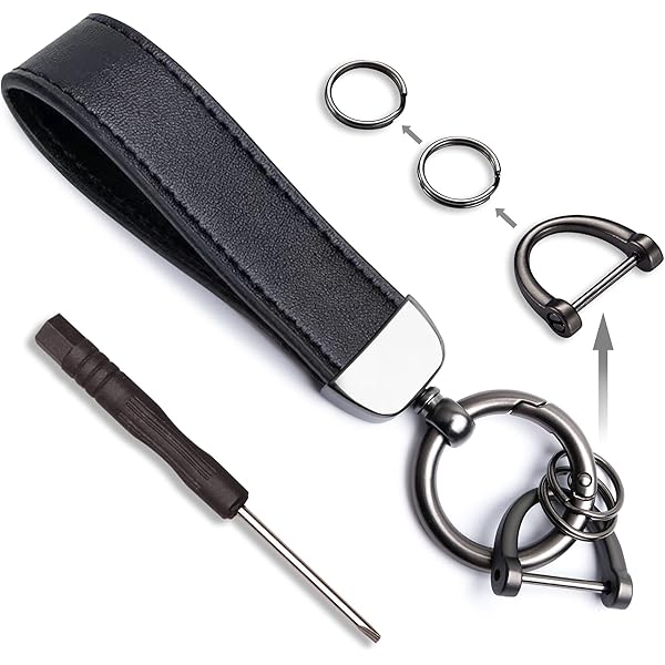 A fun and fashionable brand department store Keyring Black Leather Cord