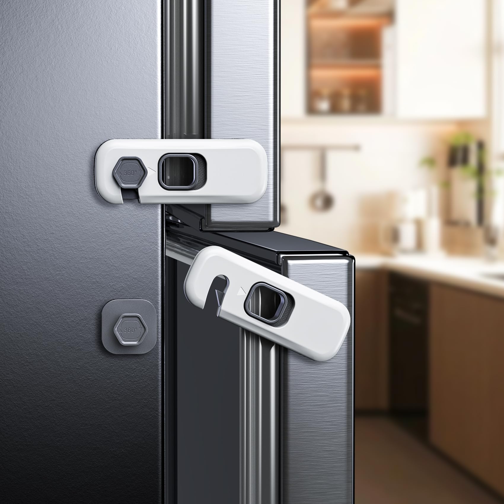 Photo 1 of Blissleaf 1 pc Fridge Locks, Child Proof Refrigerator/Freezer Door Lock, Child Safety Cabinet Lock with Adhesive Pads - Freezer Latch to Keep Door Closed for Latches,Drawer,Closets,Oven (Grey)