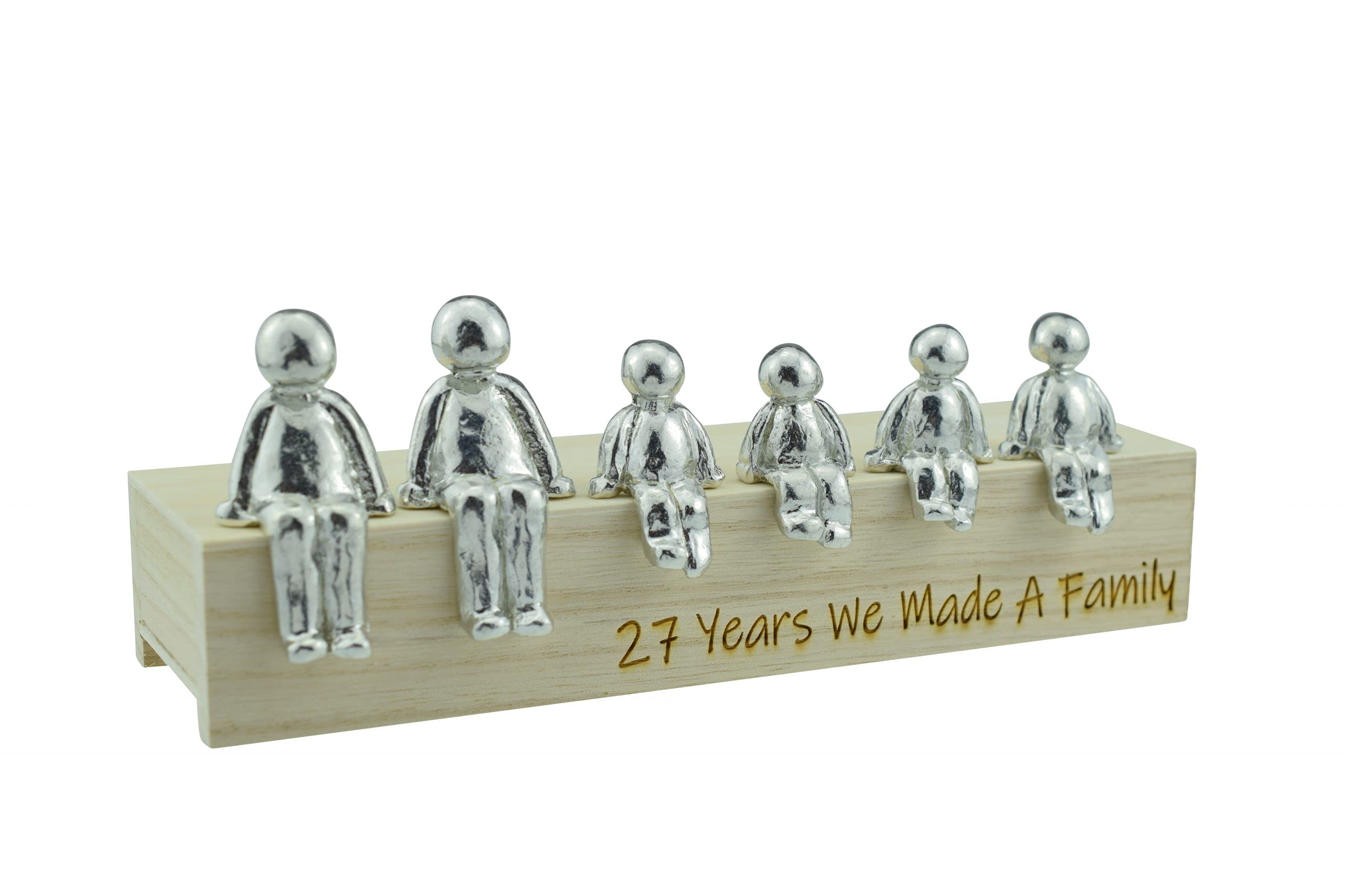 27th Anniversary Idea - 27 Years We Made A Family Metal Ornament - Choose Your Family Combination Box & Woodgrain May Vary(4 Children)