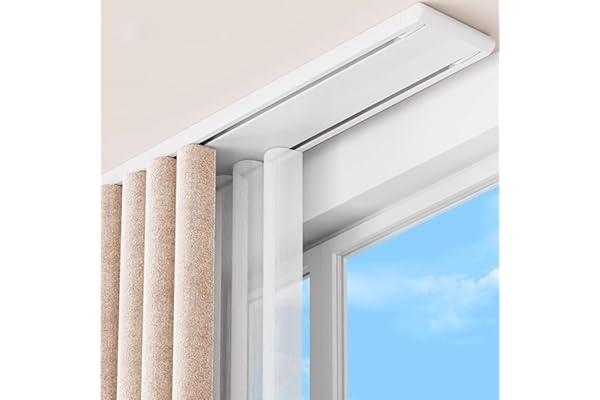 KUZRZNH Double Row Curtain Track Ceiling Mounted, Silent Heavy Duty Curtain Track System, Sliding Rails for Curtains, Room Di