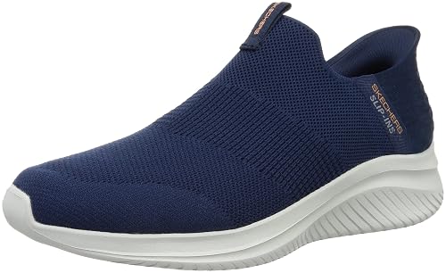 Skechers Mens Ultra Flex 3.0 Smooth Step Trainers, Navy Knit Trim, 10.5 UK