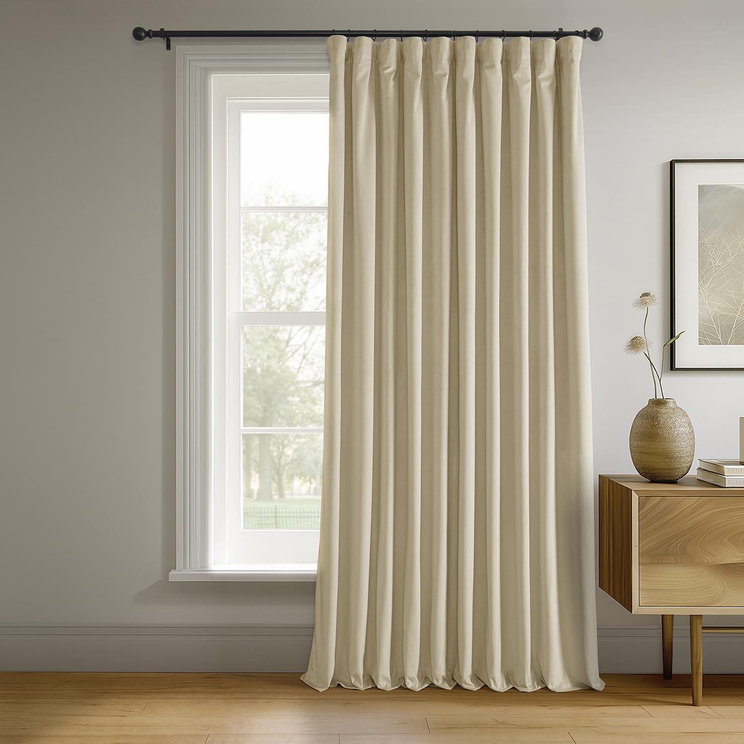 HPD Half Price Drapes Signature Velvet Thermal Blackout Curtains for Living Room 120 Inch Long (1 Panel) Rod Pocket Insulated Blackout Curtains for Bedroom Window Curtains, 100W x 120L, Neutral Ground Image HPD Half Price Drapes Signature Velvet Thermal Blackout Curtains for Living Room 120 Inch Long (1 Panel) Rod Pocket Insulated Blackout Curtains for Bedroom Window Curtains, 100W x 120L, Neutral Ground Image