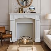 EPICOZY Modern Fireplace Mantel Surround, White Freestanding Surround Mantel for Electric Fireplaces, Waterproof &amp; Anti-Tipping, Premium MDF Wooden Mantel with Leg for Living Room