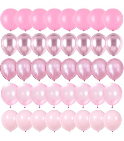 Pink & Metallic Silver Balloon Kit - 60 Count 12" Latex Balloons For Parties & Events