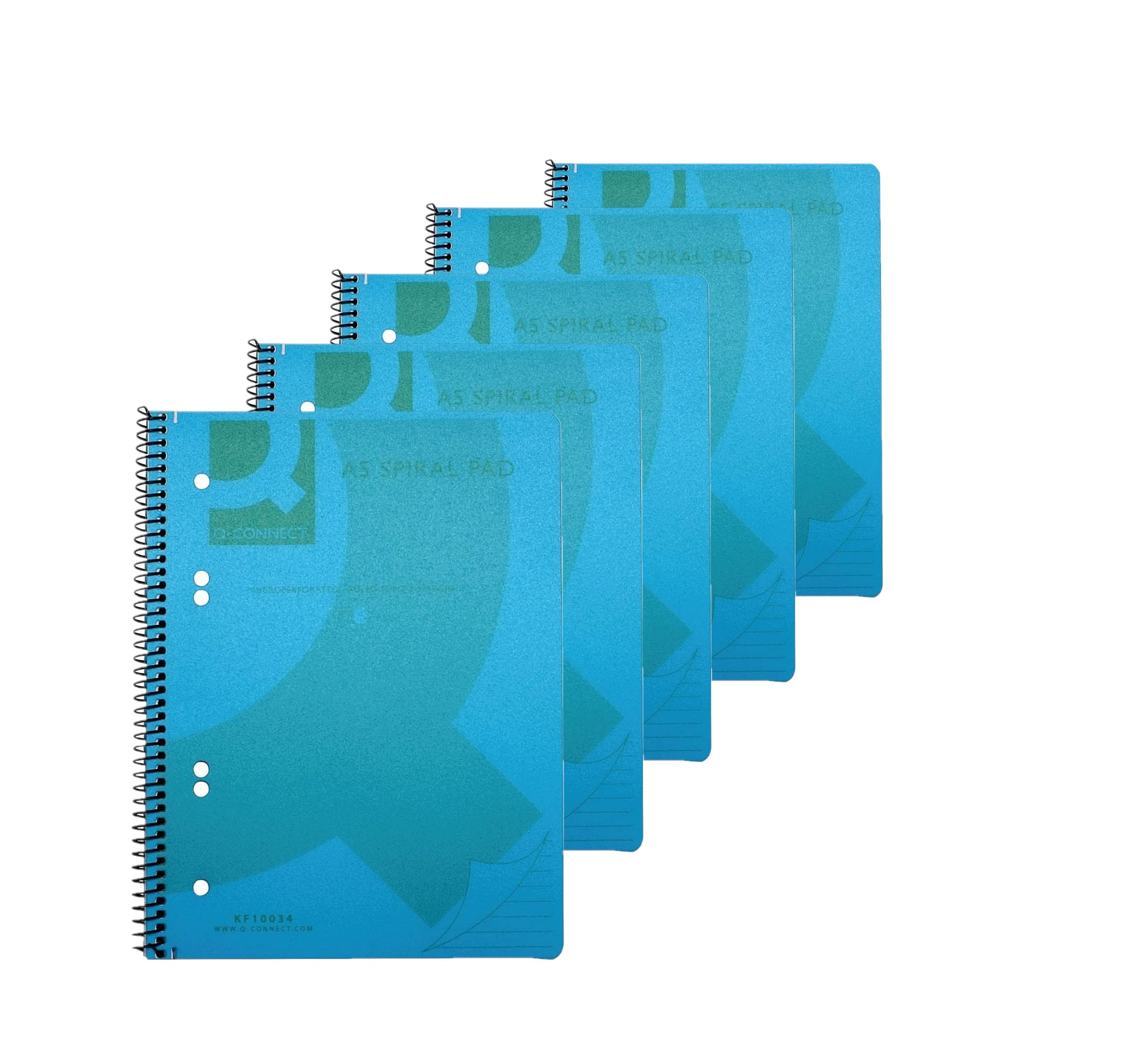 Q-Connect Spiral Bound Polypropylene Notebook 160 Pages A5 Blue (5 Pack) KF10034