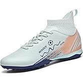 NISOCY Soccer Shoes for Mens Womens Professional Cleats High-Top Athletic Turf Football Shoe Outdoor/Indoor Professional Futsal Football Training Sneaker