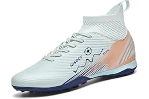 NISOCY Soccer Shoes for Mens Womens Professional Cleats High-Top Athletic Turf Football Shoe Outdoor/Indoor Professional Futsal Football Training Sneaker
