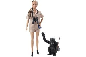 Barbie Dr. Jane Goodall Inspiring Women Doll, Made from Recycled Materials, Gift for Collectors and Kids Ages 6 Years Old & Up