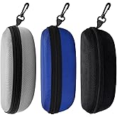 Heshebuy 3pcs Sunglasses Case Box, Travel Zipper Hard Shell Eyeglasses Case Scratch Resistant Glasses Hook Glasses Organiser