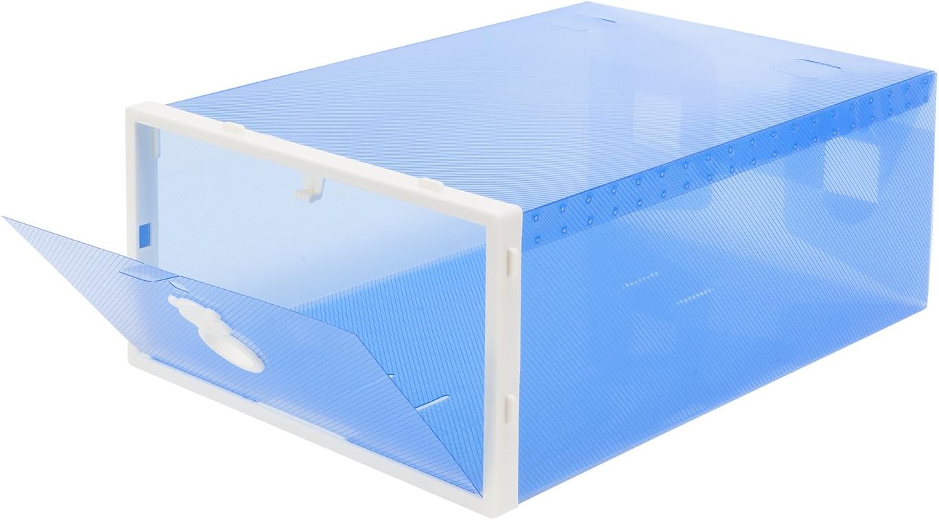 Smilun Clear Stacking Closet Storage Box Clear Foldable Plastic Storage Shoe Storage Cabinet Drawers Organizer Shoe Boxes Storage Containers Blue Bear12PCs