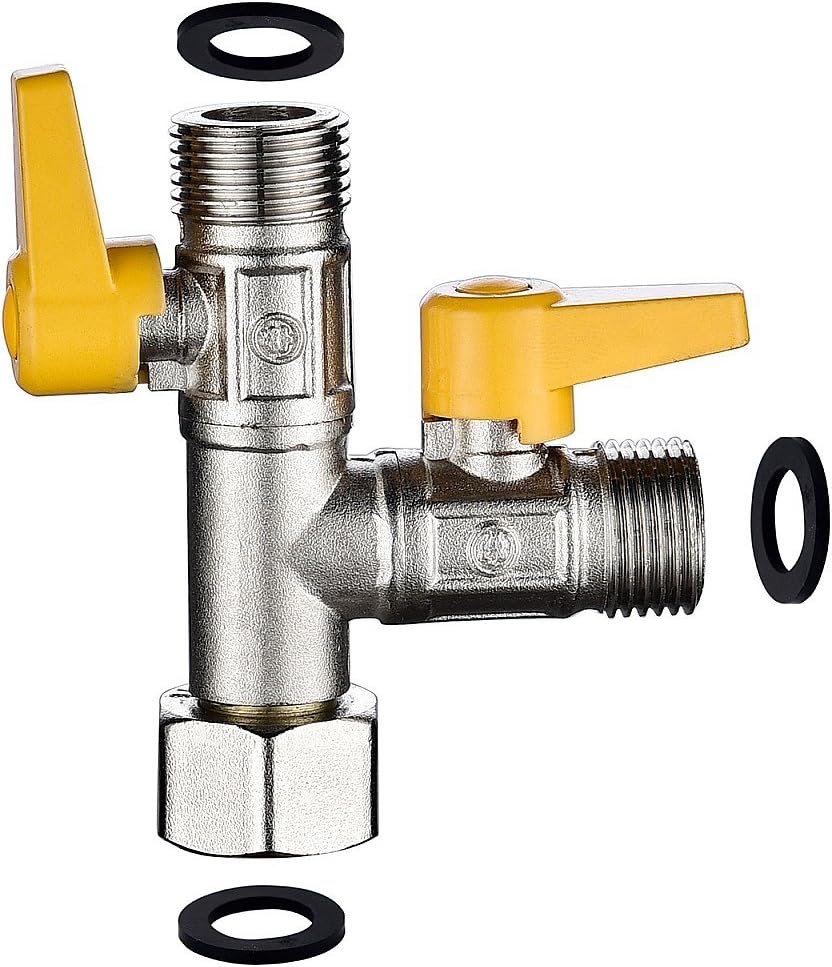 Ciencia Brass Water Diverter 3 Way Shower Diverter Valve T Adapter Shower Head Shut-Off Valve for Showerhead and Shower Hose, DSF009