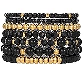 Caiyao Bohemia Multilayer Stackable Crystal Beaded Bracelets Set Colorful Surfer Heishi Clay Gold Beaded Friendship Stretch Bracelets for Women Men Summer Beach Boho Vacation Jewelry Gifts