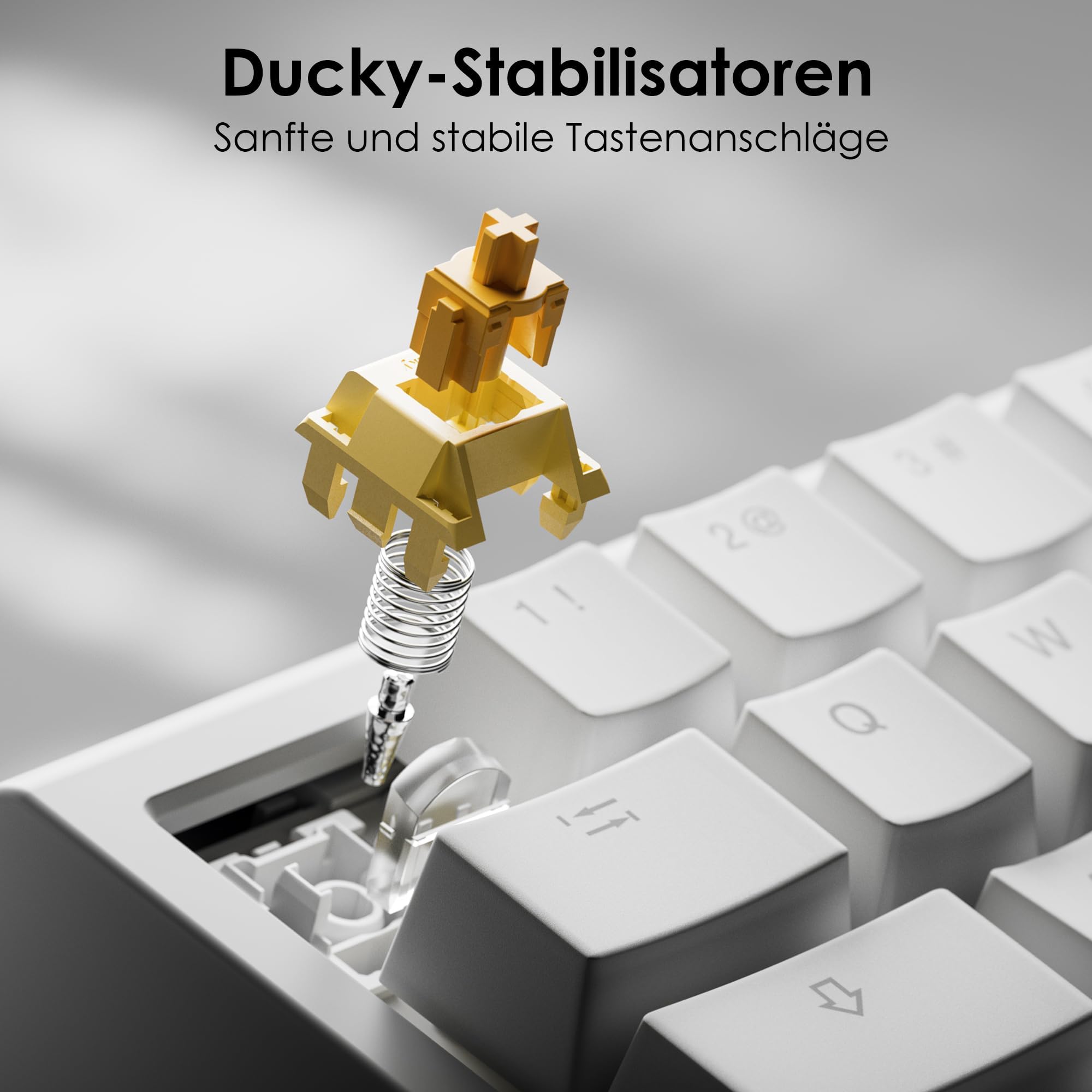 Ducky One X Wireless Gaming Tastatur Weiß – Full-Size, Induktive Switches, Tri-Mode-Konnektivität (USB-C, 2.4GHz, Bluetooth), Rapid Trigger, Einstellbare Auslösung, RGB, ISO deutsch 6