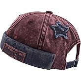 Gvatasz Washed Cotton Brimless Distressed Docker Cap Adjustable Street Casual Sailor Cap Skullcap Beanie Hat Landlord Hats