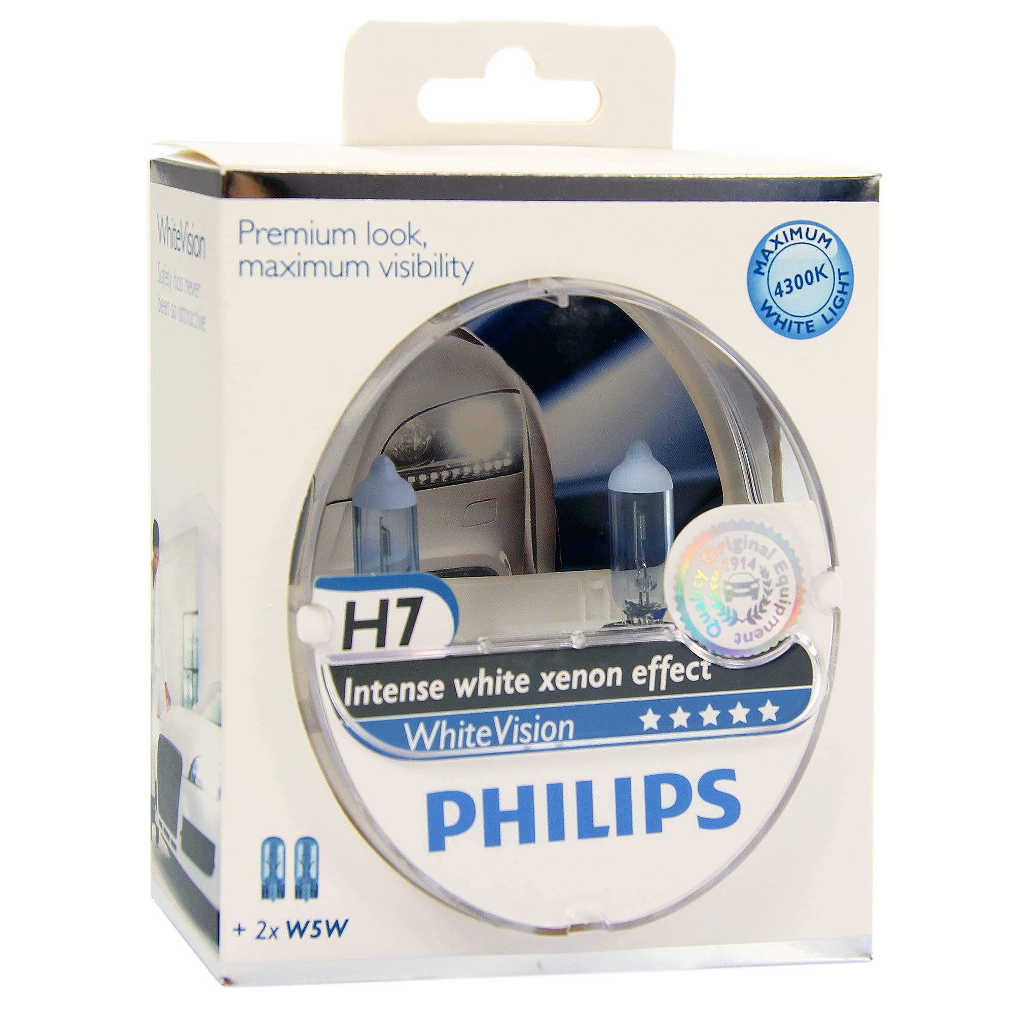 Philips 12972WHVSM WhiteVision Halogen Headlamp Bulb H7/W5W, 12 V