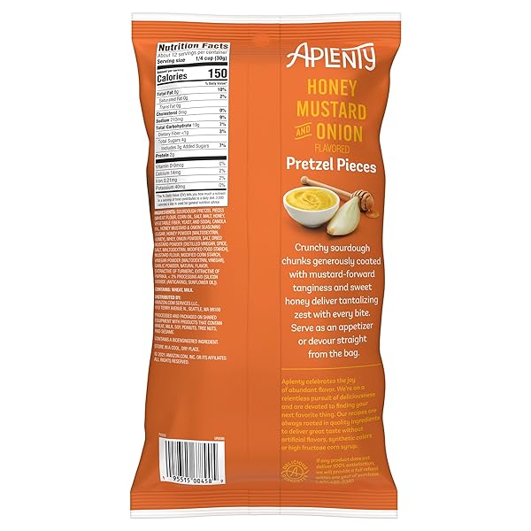APLENTY HONEY MUSTARD & ONION FLAVORED SOURDOUGH PRETZELPIECE, 12 OZ