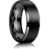 Jstyle Tungsten Mens Wedding Band 8MM Wedding Ring for Men Matte Surface - Beveled Polished Edge Anniversary Promise Rings, Men Ring Jewelry Comfort Fit Size 6-14