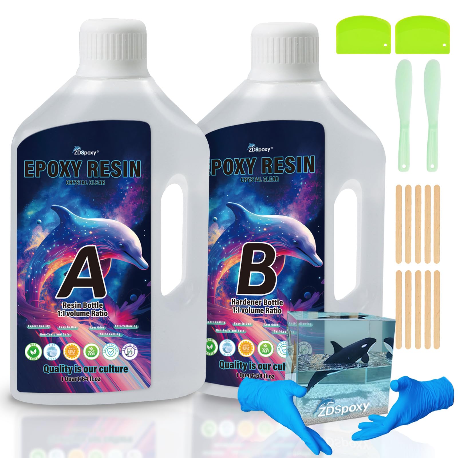 Epoxy Resin 1 Gallon Kit,Crystal Clear Food Safe Resin for Bar Table Top, Wood, Art, Jewelry, Super Gloss for Casting, Coating and Art, Mold Casting, Jewellery Making