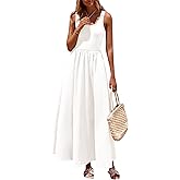 PRETTYGARDEN Womens Summer Casual Scoop Neck Sleeveless Long Dresses Tank Top Patchwork Aline Swing Maxi Dress with Pockets