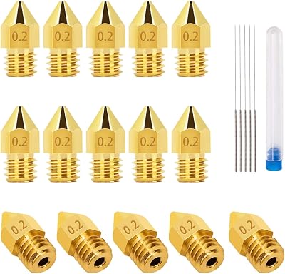 LUTER 15x 0.2mm MK8 3D Printer Nozzles + 5x 0.15mm Stainless Steel Needles