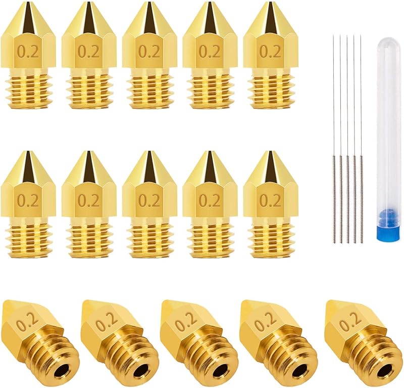 LUTER 15x 0.2mm MK8 3D Printer Nozzles + 5x 0.15mm Stainless Steel Needles
